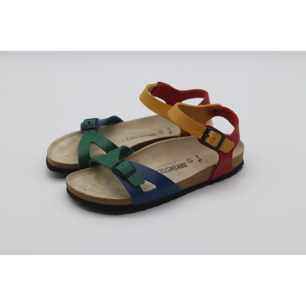 Birkenstock Rio Sandals EU 40 Colorblock Blue Green Yellow Red Ankle Strap 56841